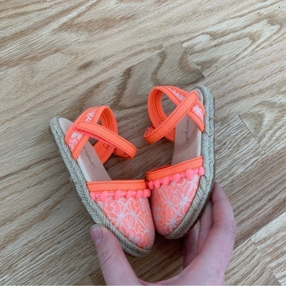Cat & Jack Espadrille Sandals Sz 6 Neon Pink Orange Peach Coral Espadrille - Picture 5 of 8